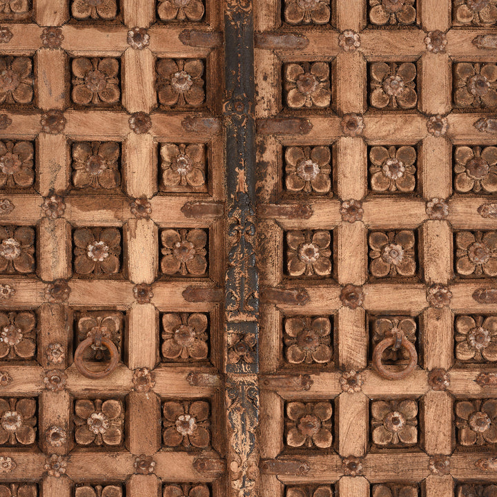 Detail From Carved Mughal Teakwood Door From Gujarat | Indigo Antiques
