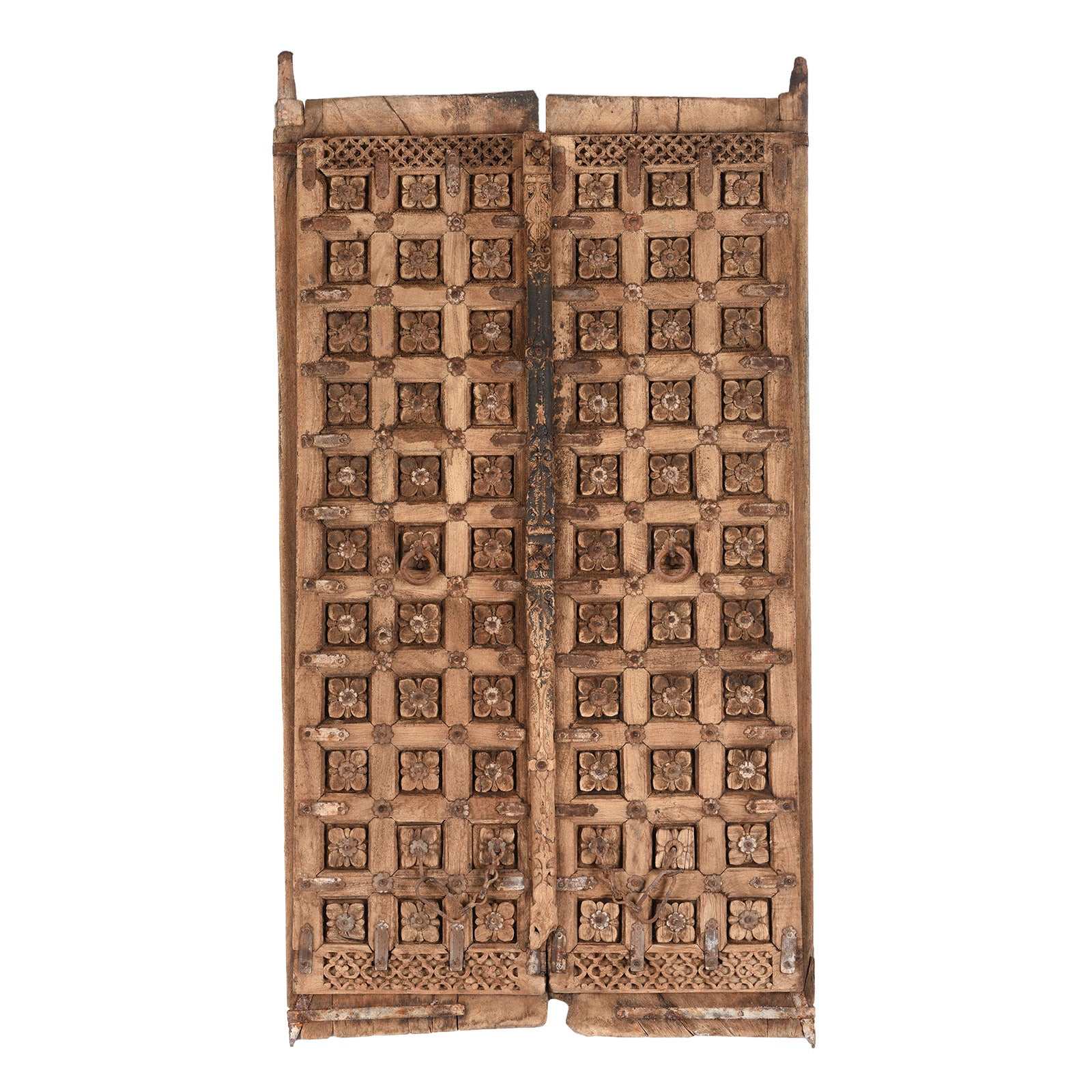 Carved Mughal Teakwood Door From Gujarat | Indigo Antiques
