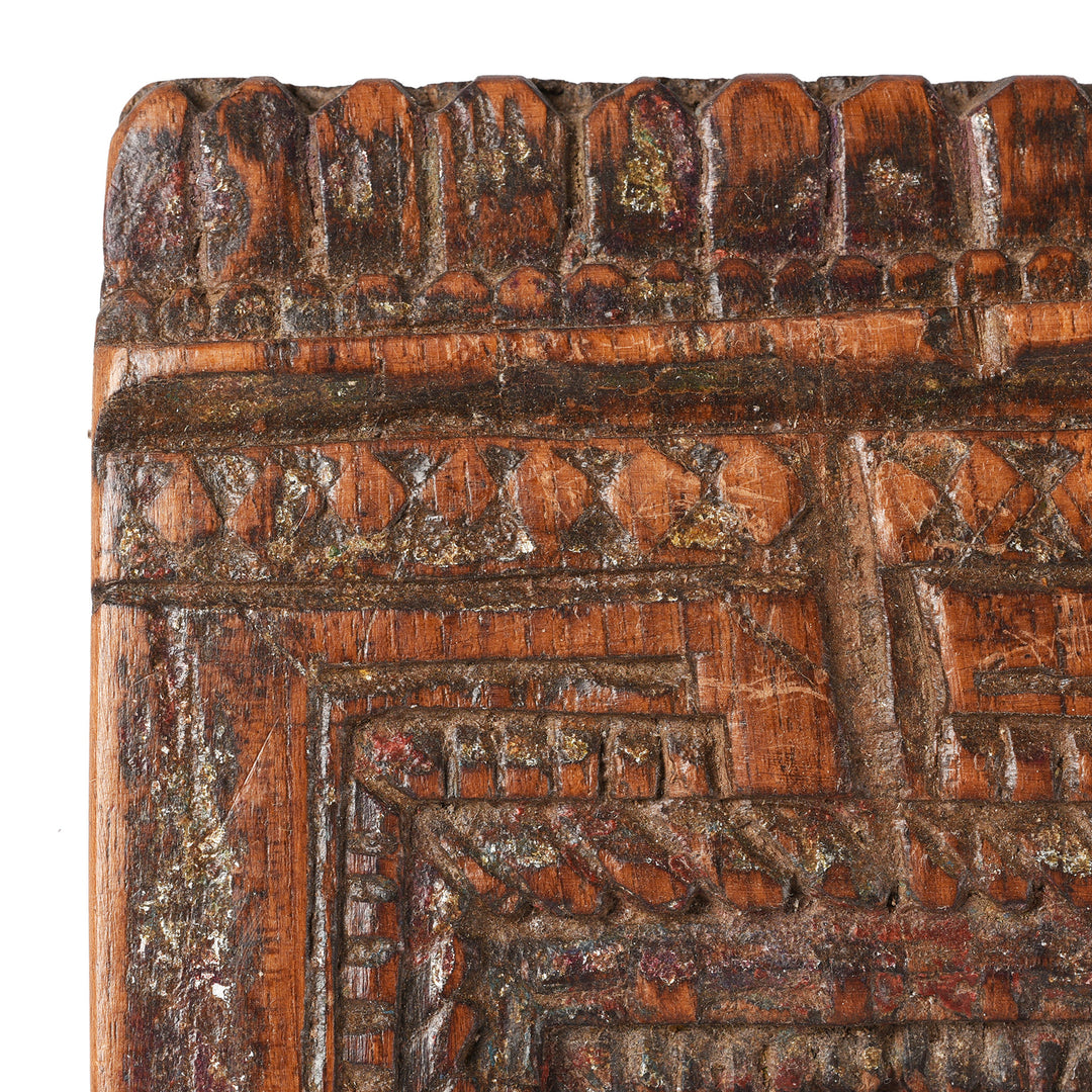 Carving Detal From Antique Carved Teak Votive Panel From Andra Pradesh | Indigo Antiques