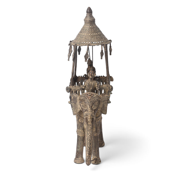 Front View Of Antique Bastar Danteshwari on an Elephant From Chhattisgarh - Ca 1910 | Indigo Antiques