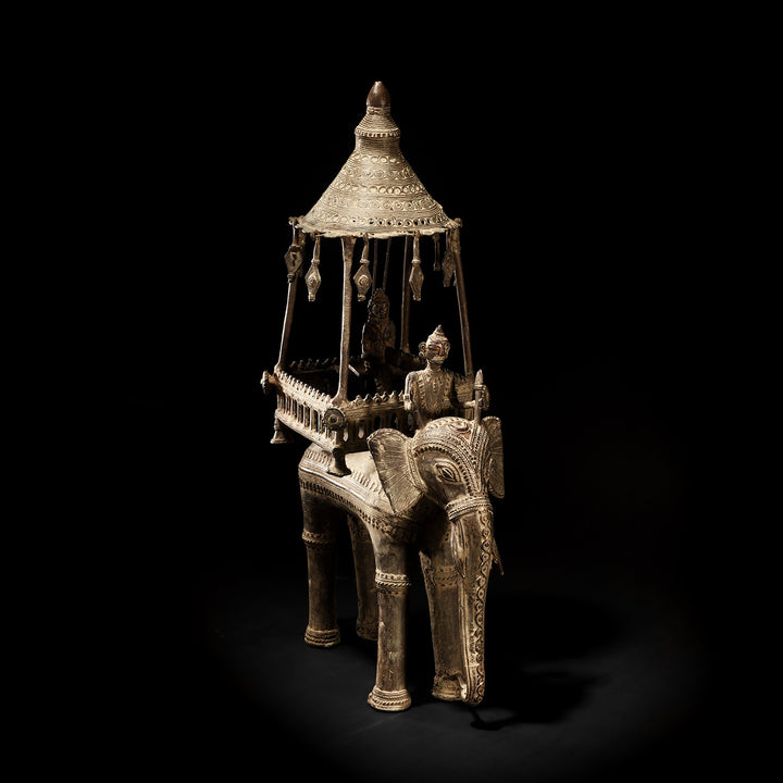 Antique Bastar Danteshwari on an Elephant From Chhattisgarh - Ca 1910 | Indigo Antiques