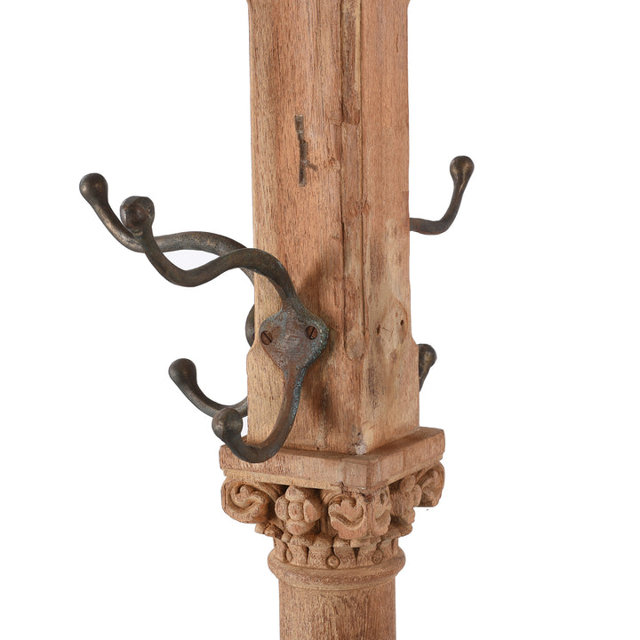 Hangers Detail From Coat Stand Made From An Old Carved Indian Pillar | Indigo Antiques