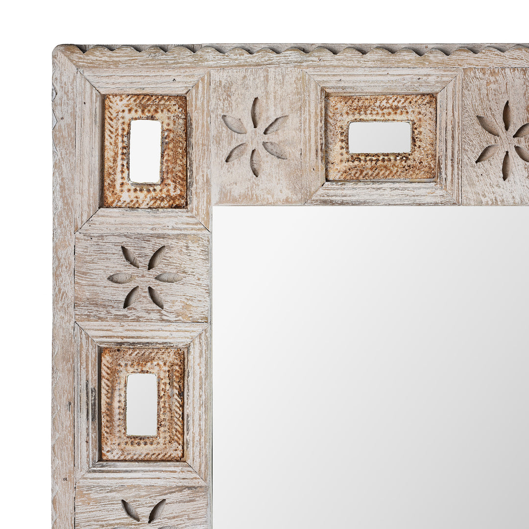Indian Mango Wood Mirror - Kutchi Style
