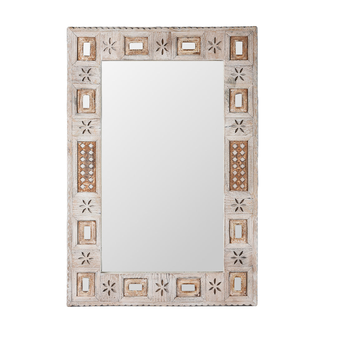 Indian Mango Wood Mirror - Kutchi Style | Indigo Antiques