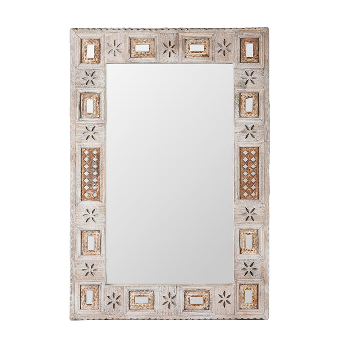 Indian Mango Wood Mirror - Kutchi Style | Indigo Antiques