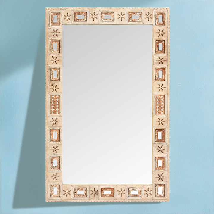 Indian Mango Wood Mirror - Kutchi Style | Indigo Antiques