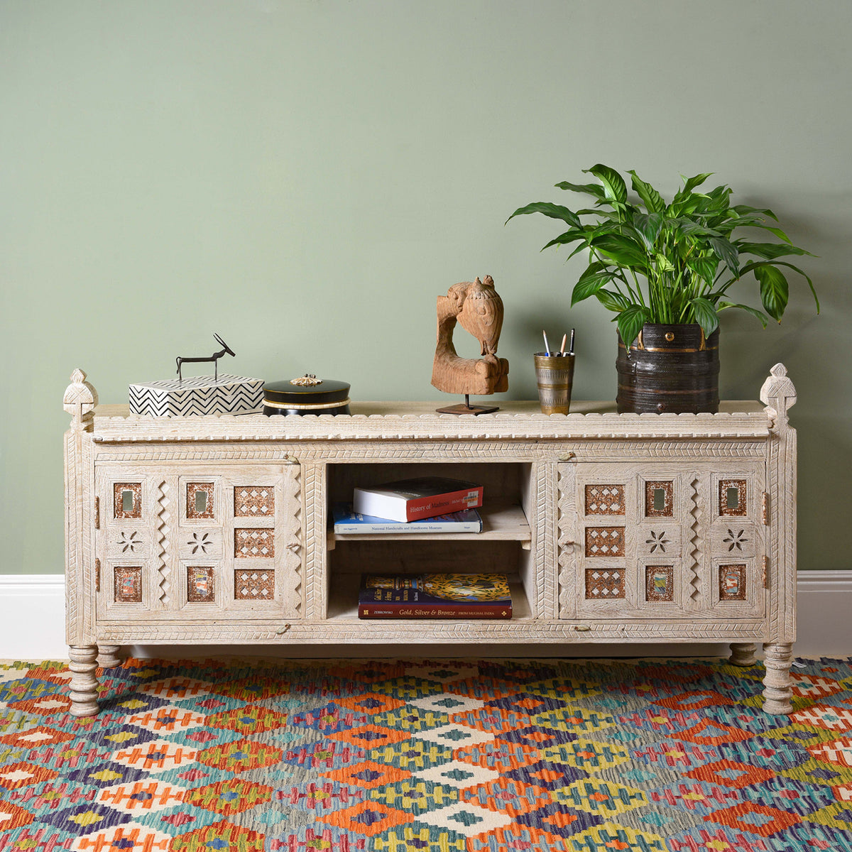 Low Kutchi AV Cabinet | Indigo Antiques