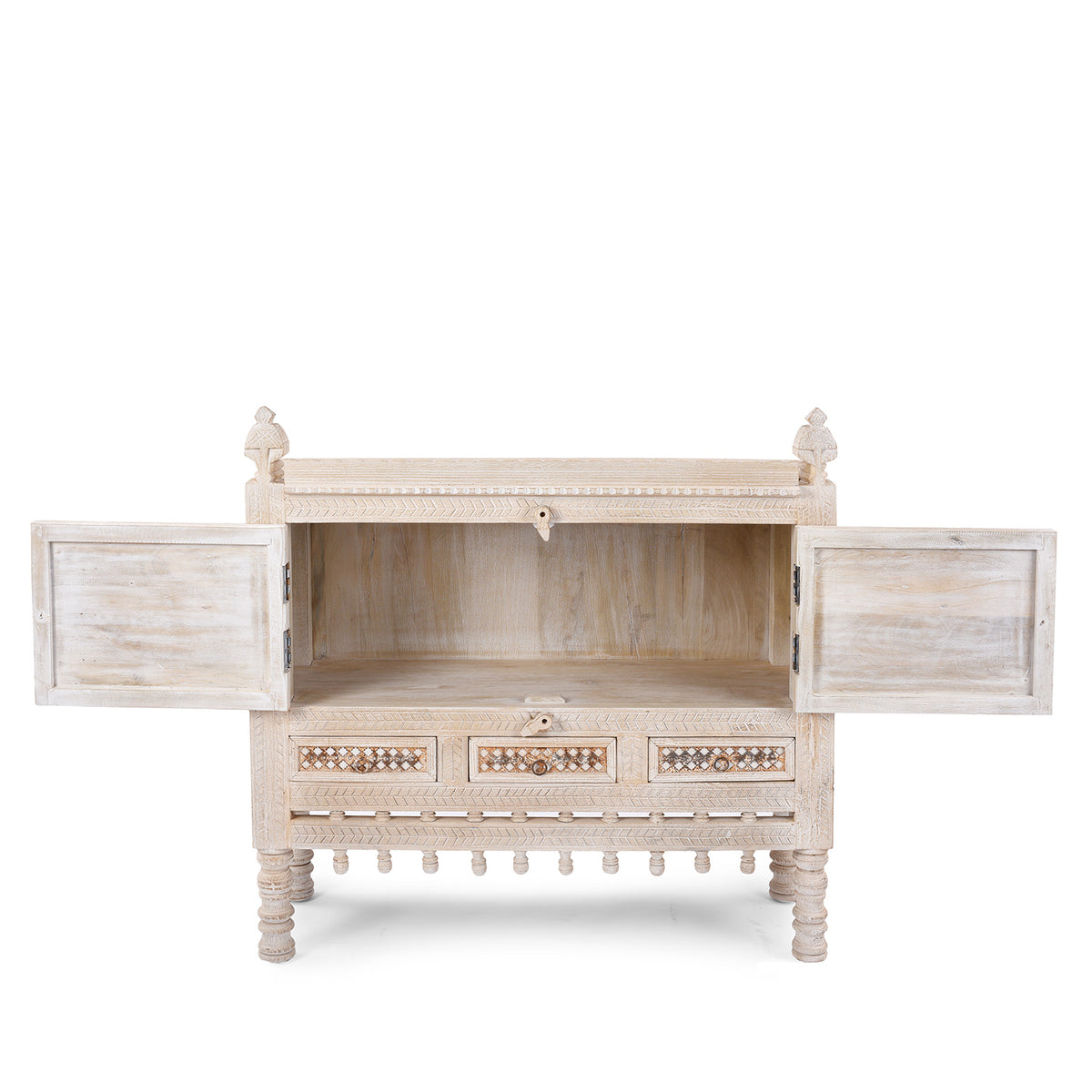 Interior View Of Kutchi Carved Damchiya Sideboard | Indigo Antiques
