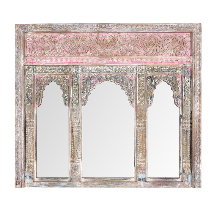 Rajasthani Style Indian Mango Wood Triple Mirror | Indigo Antiques