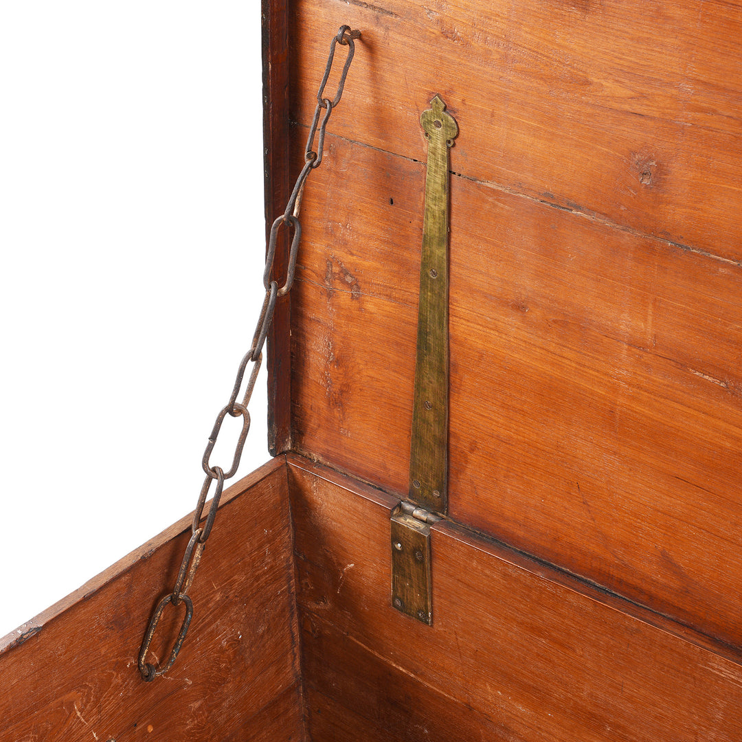 Chain Detail From Brass Bound Teak Chest From Gujarat | Indigo Antiques