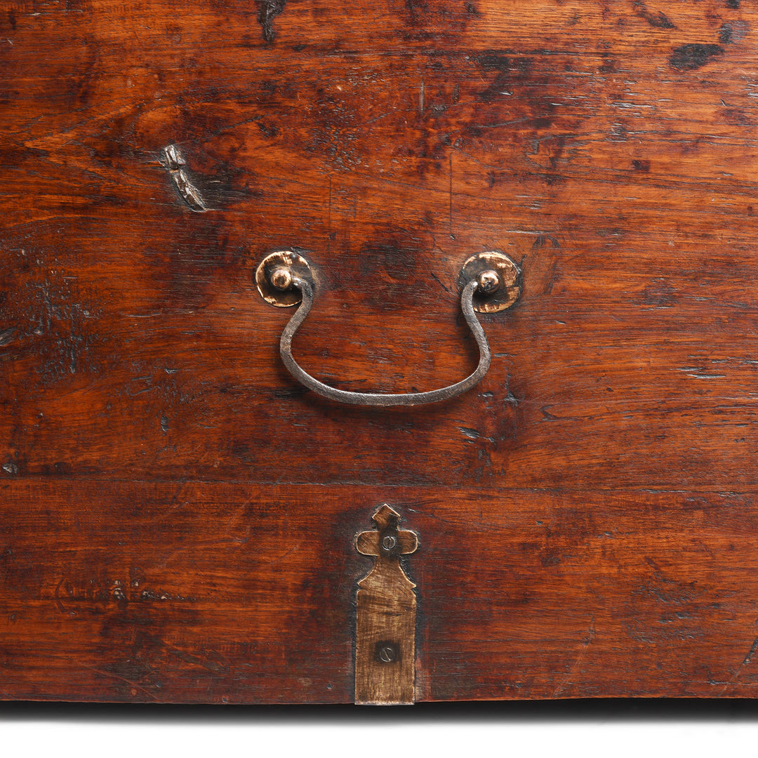 Handle Detail From Brass Bound Teak Chest From Gujarat | Indigo Antiques
