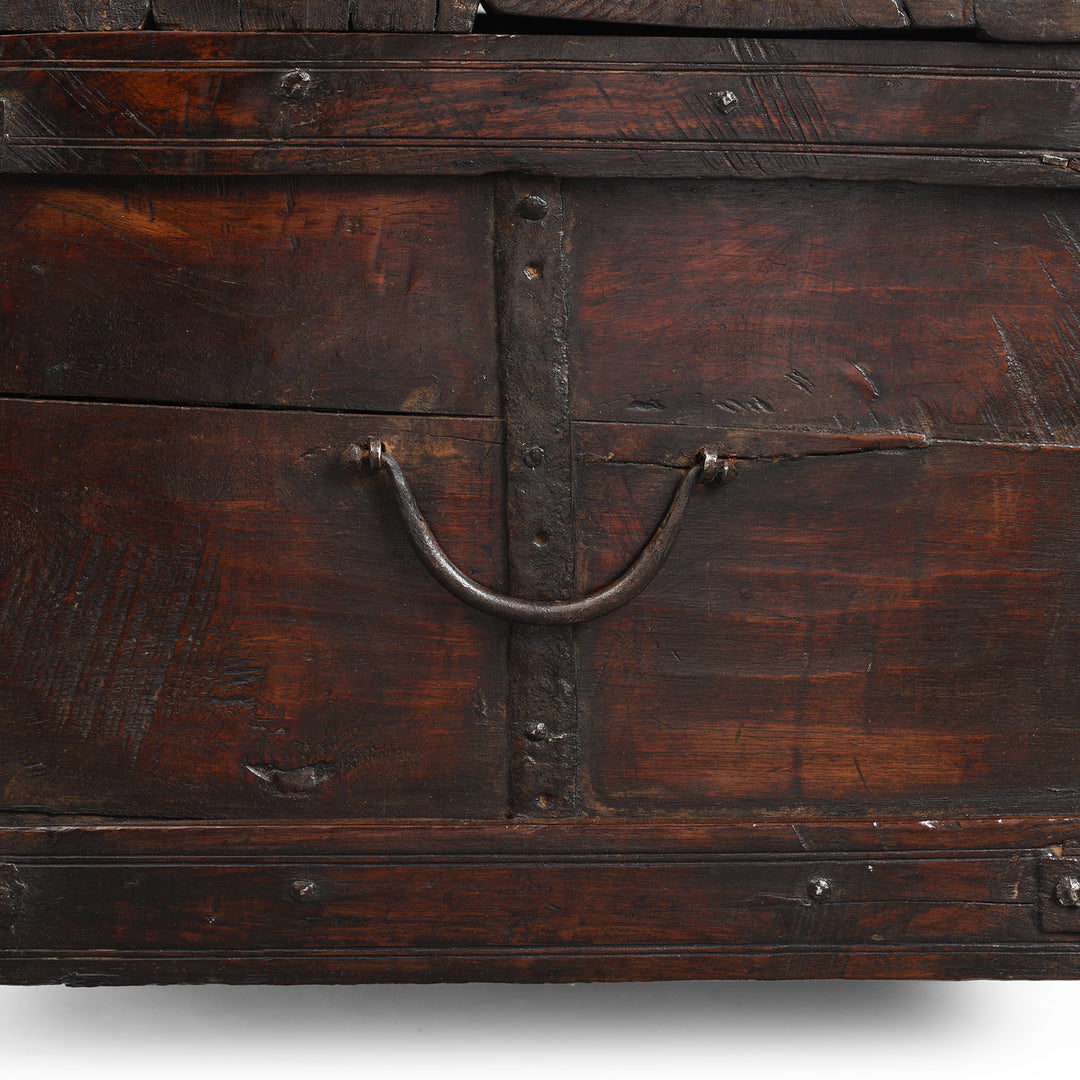 Handle Detail From Antique Indian Iron Bound Teak Dowry Chest From Kutch | Indigo Antiques