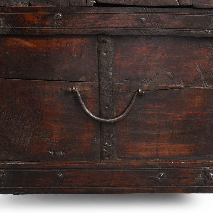 Handle Detail From Antique Indian Iron Bound Teak Dowry Chest From Kutch | Indigo Antiques