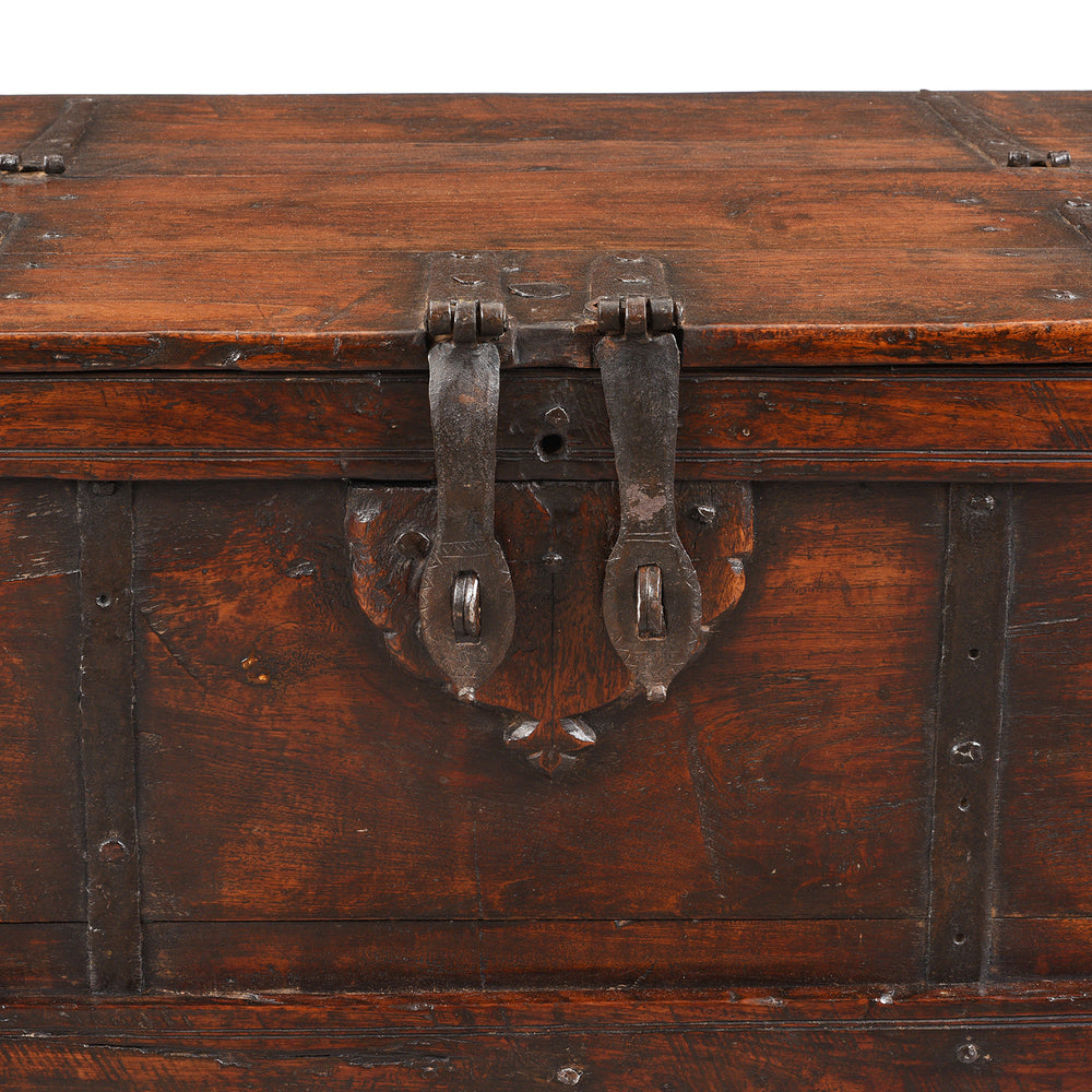 Latch Detail From Antique Indian Iron Bound Teak Dowry Chest From Kutch | Indigo Antiques