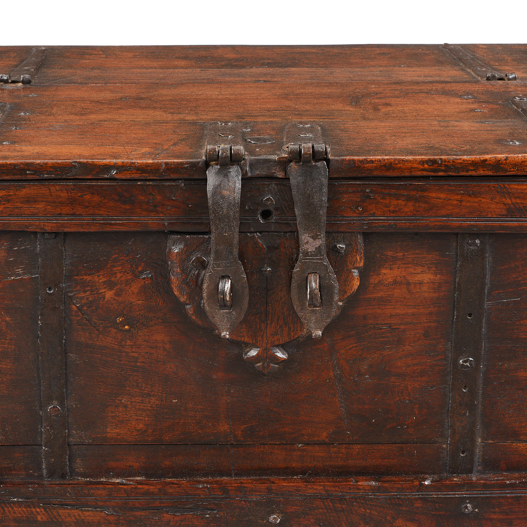 Latch Detail From Antique Indian Iron Bound Teak Dowry Chest From Kutch | Indigo Antiques