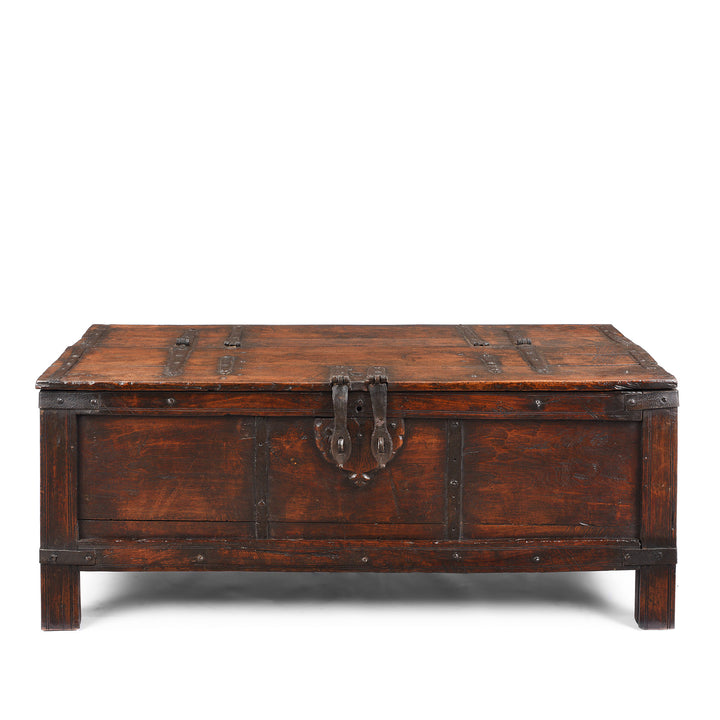 Antique Indian Iron Bound Teak Dowry Chest From Kutch | Indigo Antiques