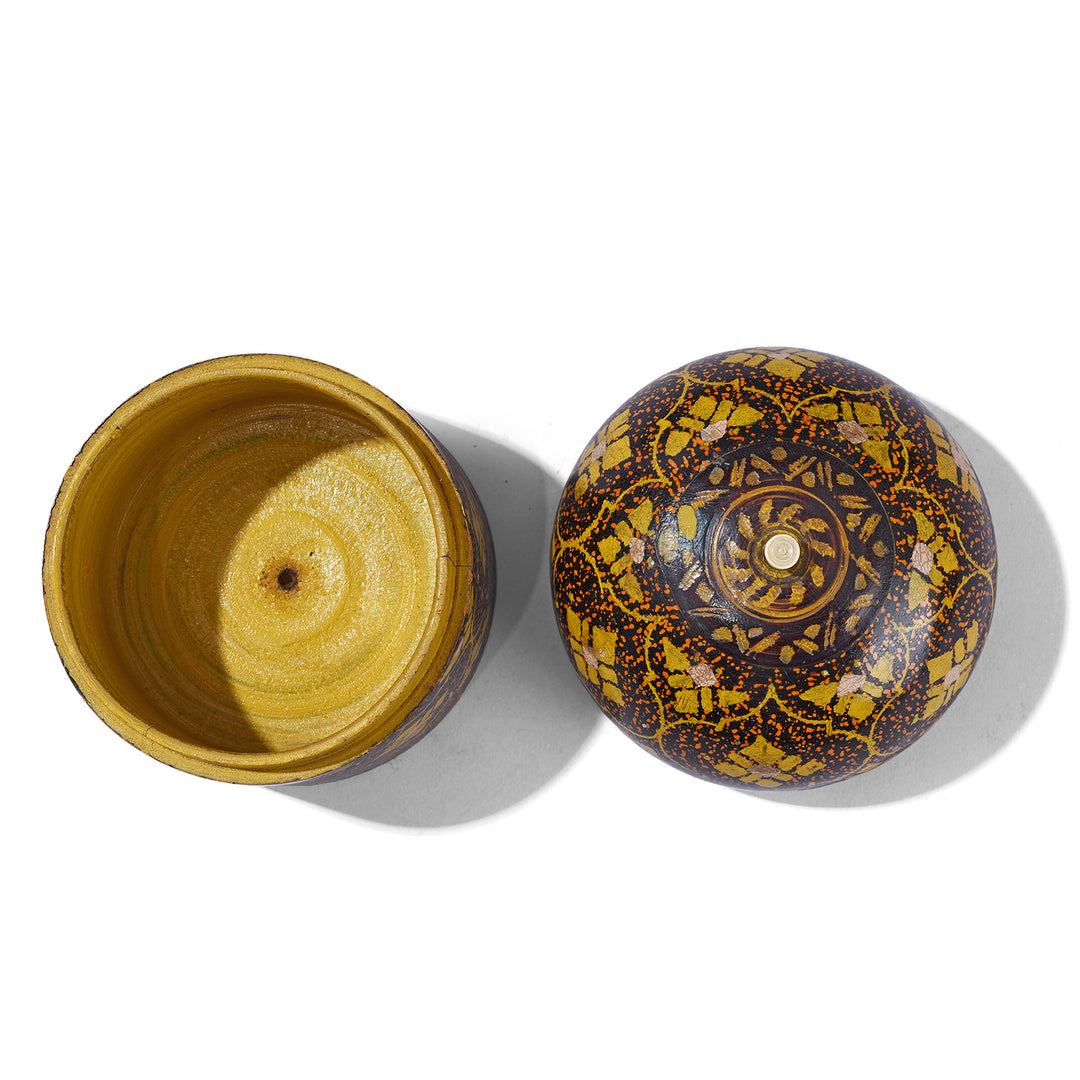 Interior Of Vintage Lacquer Pot From Bikaner | Indigo Antiques