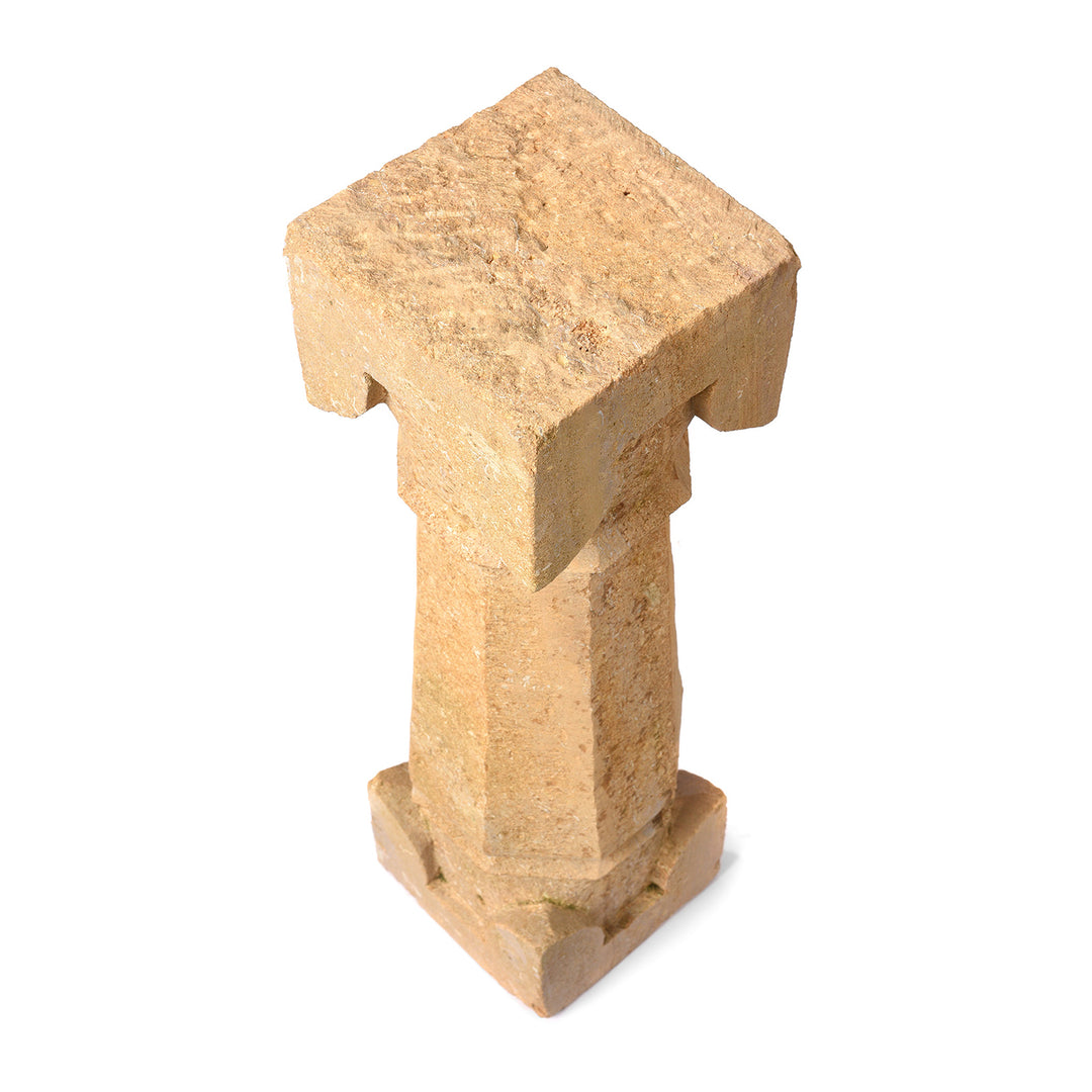 Top Down View Of Carved Indian Sandstone Pillar | Indigo Antiques