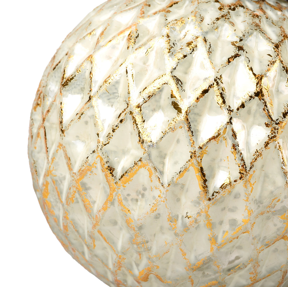 Round White Gold Edge Decoration - Harlequin Design - Large | Indigo Antiques