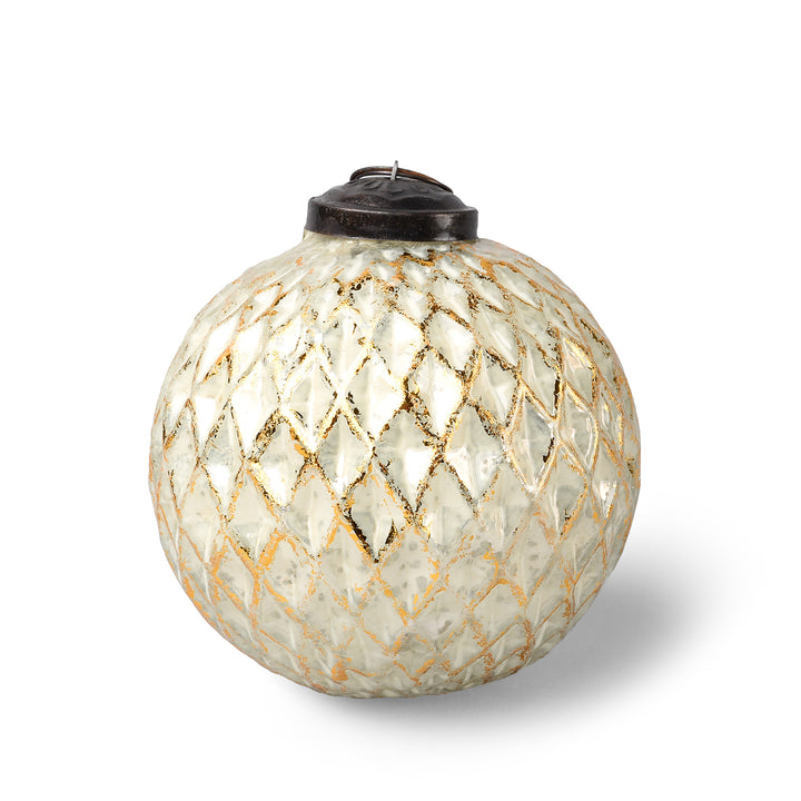 Round White Gold Edge Decoration - Harlequin Design - Large | Indigo Antiques