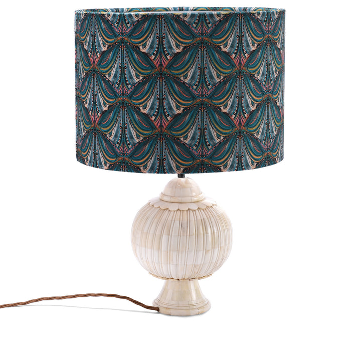 Teal Mumbai Deco Velvet Drum Shade