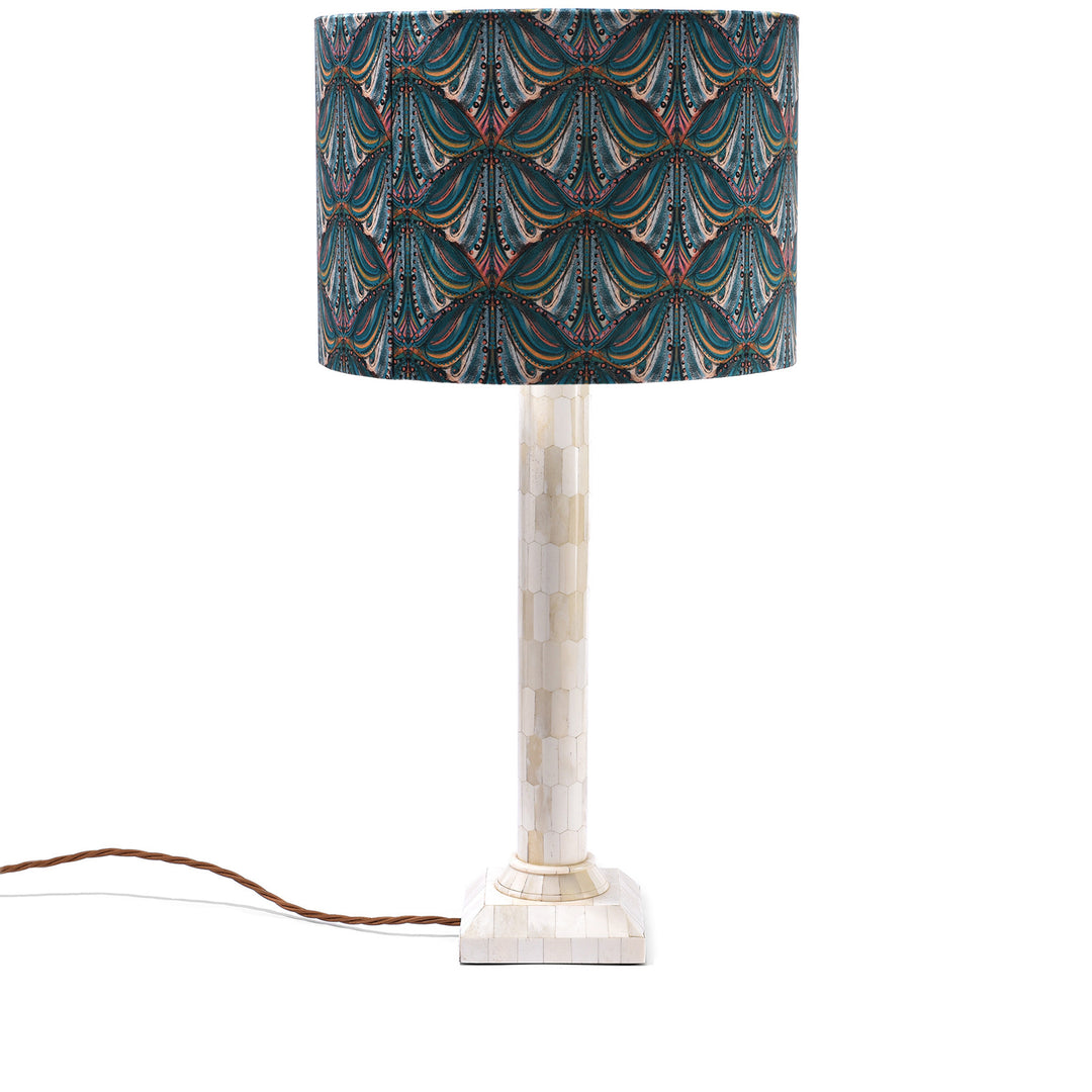 Teal Mumbai Deco Velvet Drum Shade