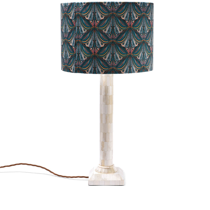 Teal Mumbai Deco Velvet Drum Shade