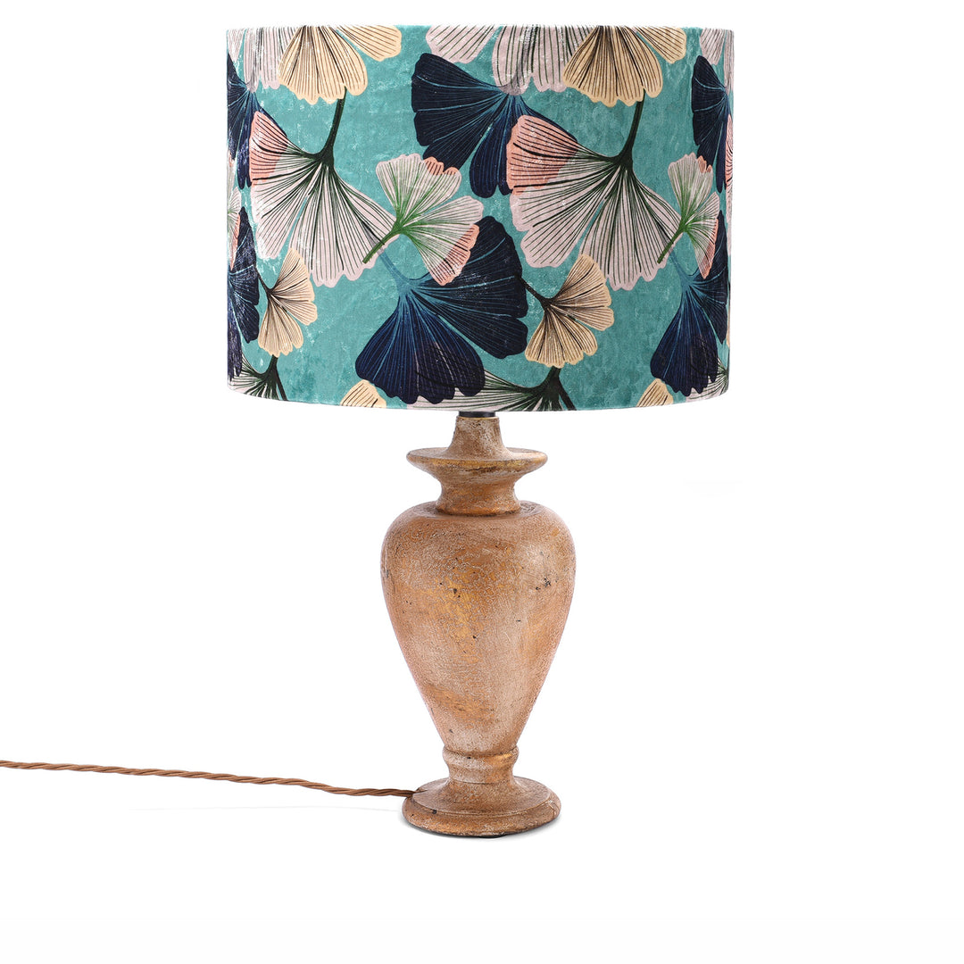 Blue Gingko Velvet Drum Shade