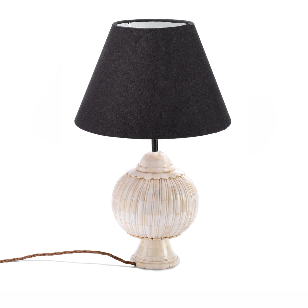 Small Handmade Empire Lampshade Black Cotton | Indigo Antiques