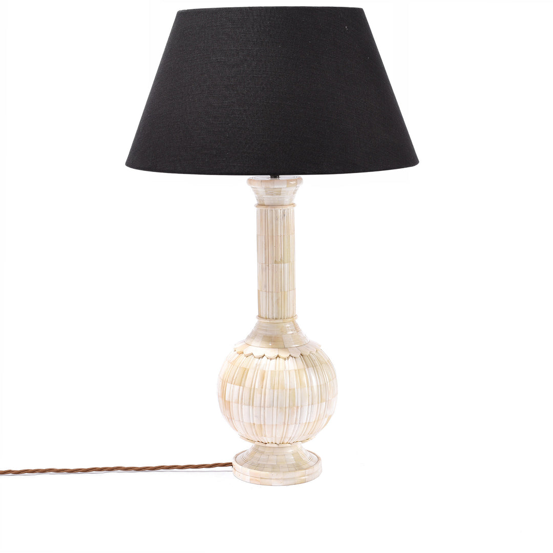 Large Handmade Empire Lampshade Black Cotton | Indigo Antiques