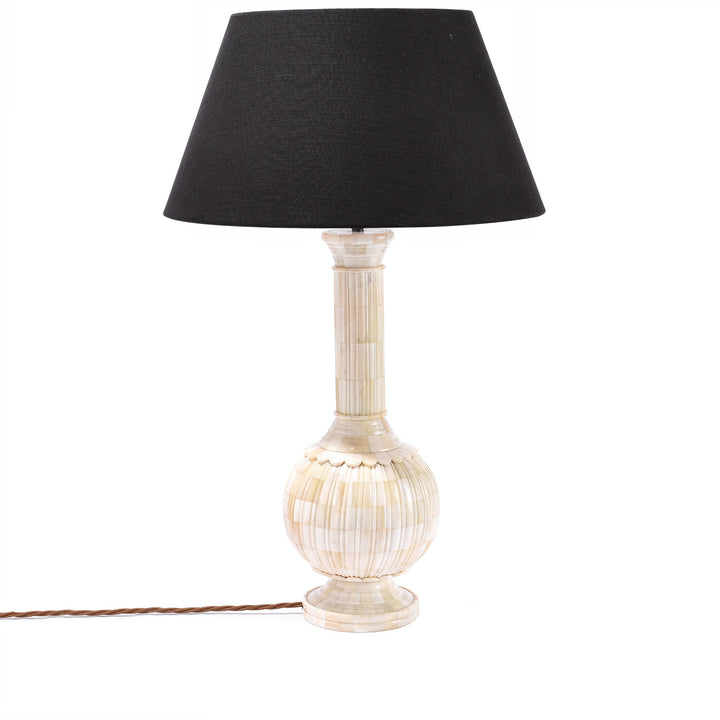 Large Handmade Empire Lampshade Black Cotton | Indigo Antiques