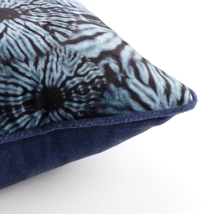 Corner Detail From Dark Indigo Itajime Long Cushion With Pad | Indigo Antiques