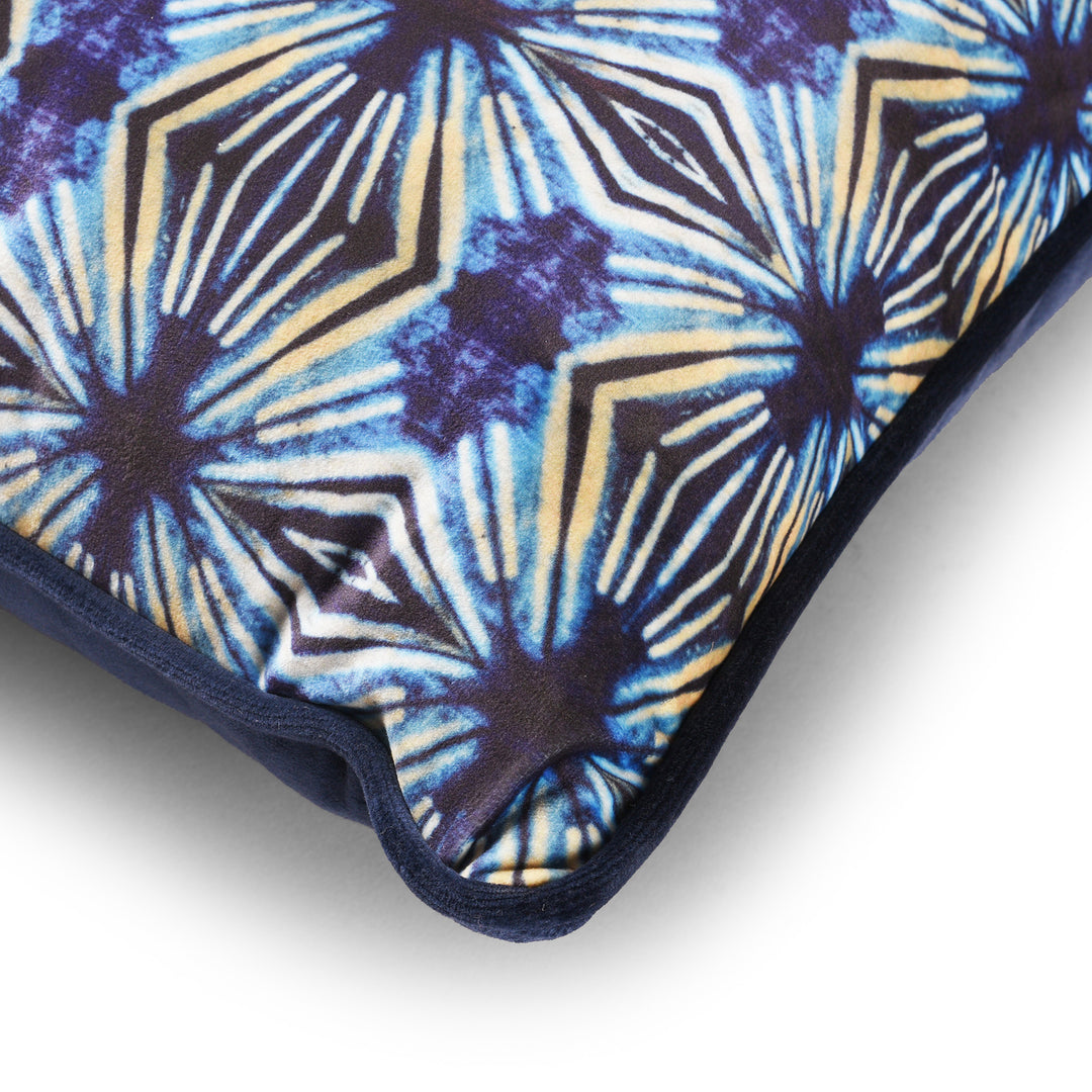 Corner Detail From Indigo Itajime Cross Cushion by Tatie Lou | Indigo Antiques