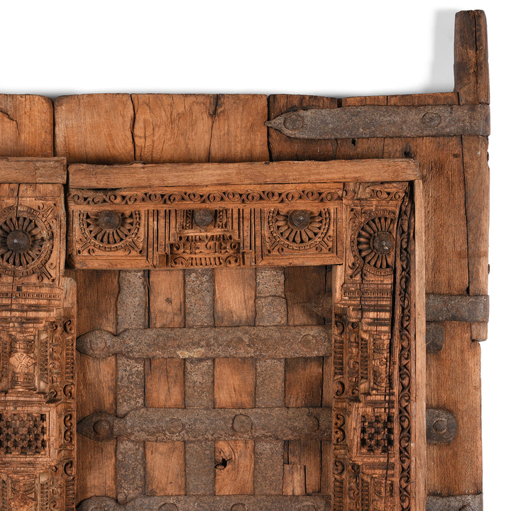 Corner Detail From Carved Teak Door From Kutch - 19th Century | INDIGO ANTIQUES