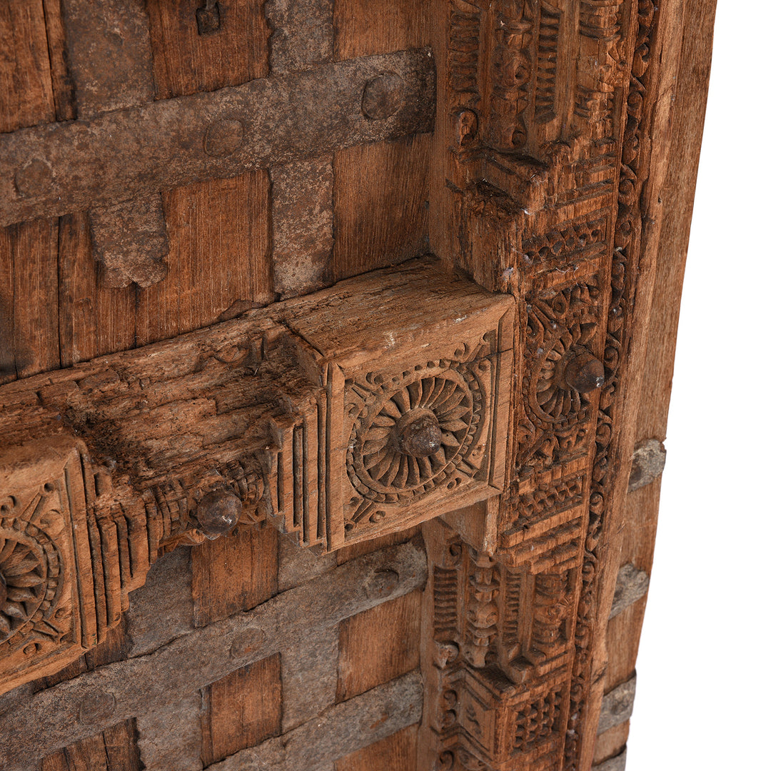 Carving Detail From Carved Teak Door From Kutch - 19th Century | INDIGO ANTIQUES