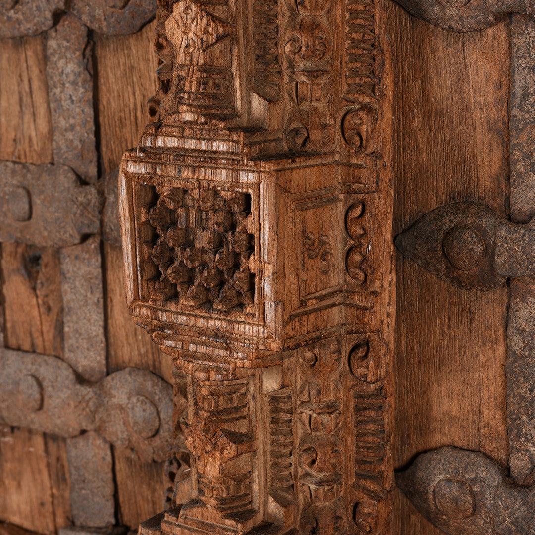 Carving Detail From Carved Teak Door From Kutch - 19th Century | INDIGO ANTIQUES