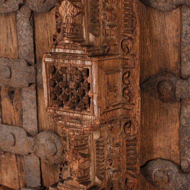 Carving Detail From Carved Teak Door From Kutch - 19th Century | INDIGO ANTIQUES