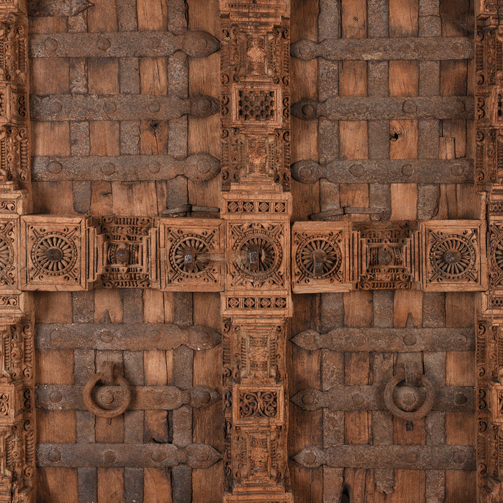 Detail From Carved Teak Door From Kutch - 19th Century | INDIGO ANTIQUES