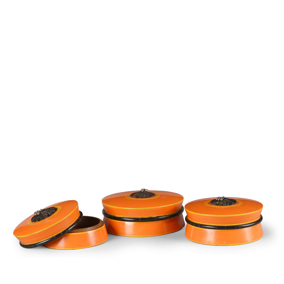 Large Orange Lacquer Pot | Indigo Antiques