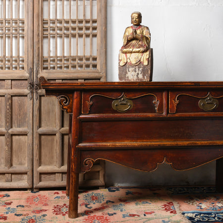 Bugundy Lacquer Sideboard From Hebei - 19th Century