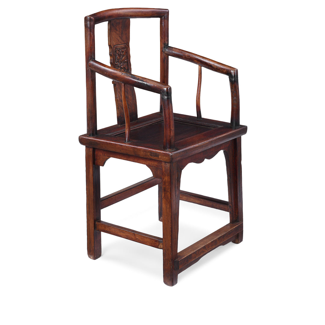 Angled VIew Of Elm Officials Hat Chair Made From Reclaimed Wood | Indigo Antiques