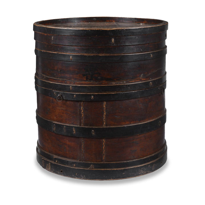 Antique 19th Century Painted Willow Hat Box From Shanxi With Chinese Characters And Removable Lid | Indigo Antiques