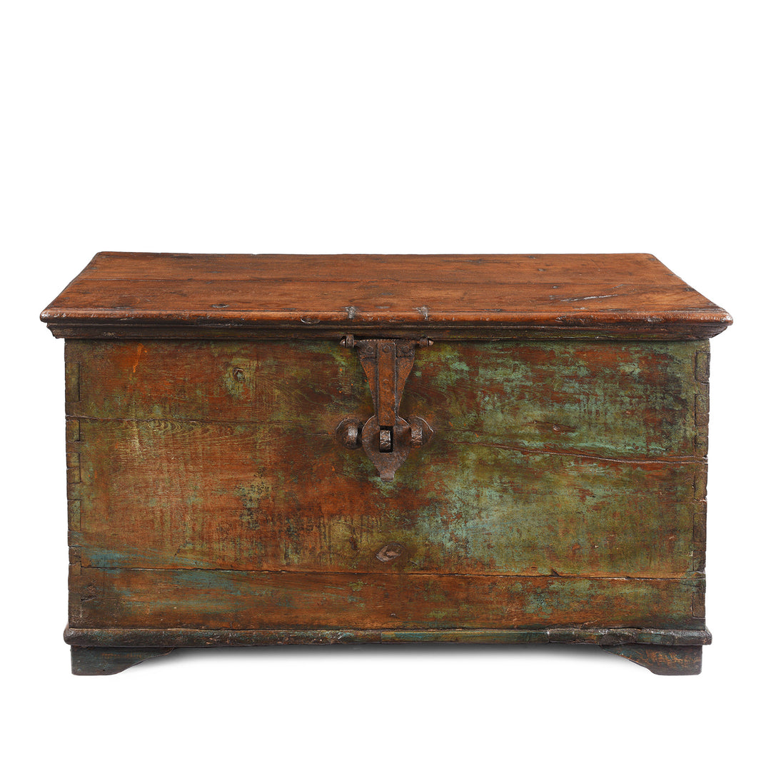 Antique Blue Painted Indian Chest | Indigo Antiques