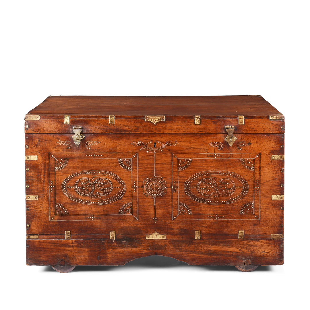 Antique Brass Bound Burmese Military Chest | Indigo Antiques
