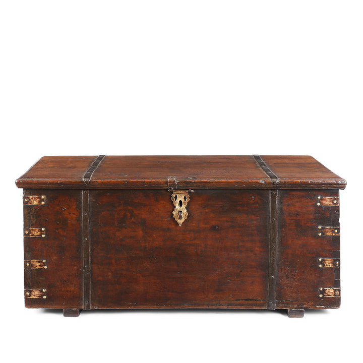 Antique Brass Bound Teak Chest From Kutch | Indigo Antiques