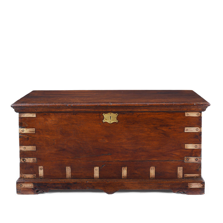 Antique Brass Bound Teak Military Chest | Indigo Antiques