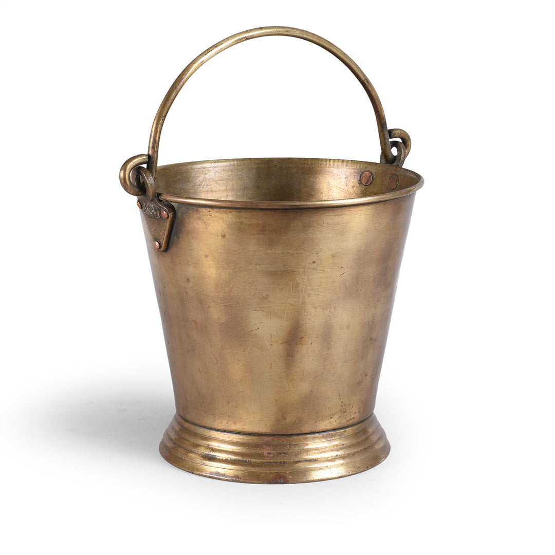 Antique Brass Campaign Bucket With ASD Stamp And Flared Base