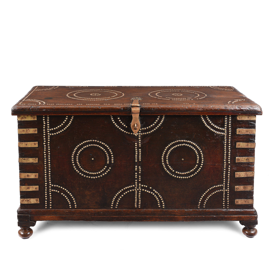 Antique Indian Brass Studded Bombay Rosewood Chest | Indigo Antiques