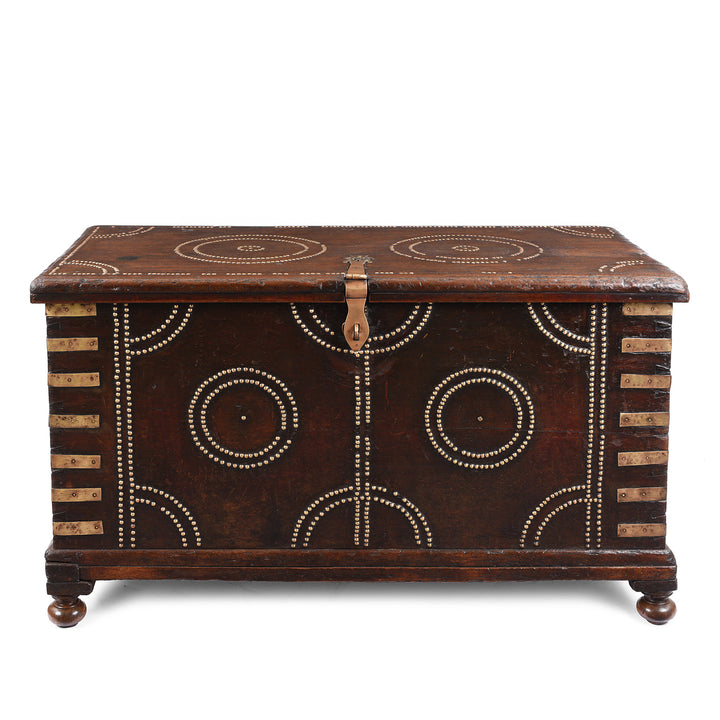 Antique Indian Brass Studded Bombay Rosewood Chest | Indigo Antiques