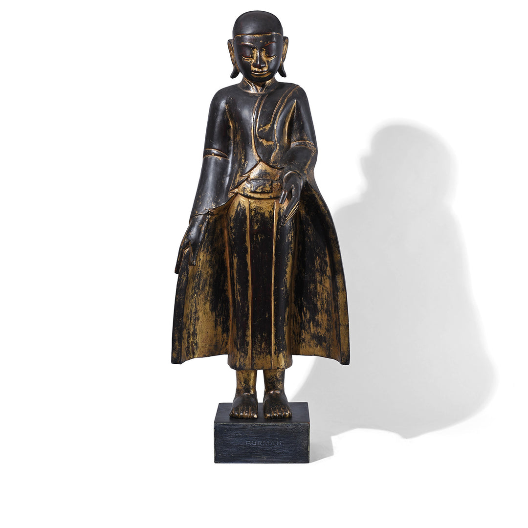 Antique Burmese Carved Lacquer Monk | INDIGO ANTIQUES